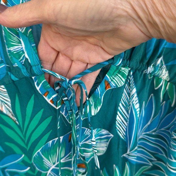 Blue Island Blue/Green Tropical Print Swimsuit Coverup Dress Size 2X - Picture 4 of 9